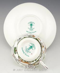 Crown Staffordshire England HUNTING SCENE FOX HORSES CUPS AND SAUCERS Set of 4