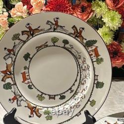 Crown Staffordshire Hunting Scene Dinner Plates 10.5 Set of 8 England