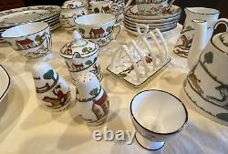 Crown Staffordshire / Hunting Scene England Setting for 6 + Extras (50 Pcs)
