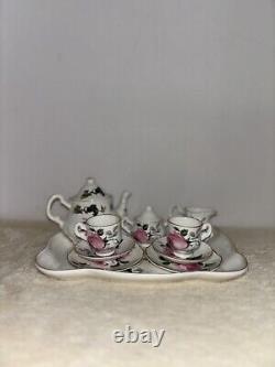 Crown Victorian Staffordshire England Fine Bone China Vintage Miniture Tea Set