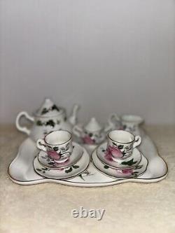 Crown Victorian Staffordshire England Fine Bone China Vintage Miniture Tea Set