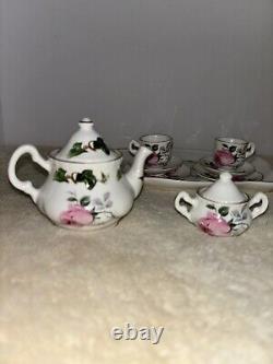 Crown Victorian Staffordshire England Fine Bone China Vintage Miniture Tea Set