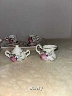 Crown Victorian Staffordshire England Fine Bone China Vintage Miniture Tea Set