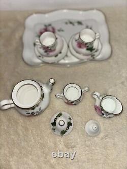 Crown Victorian Staffordshire England Fine Bone China Vintage Miniture Tea Set