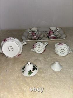 Crown Victorian Staffordshire England Fine Bone China Vintage Miniture Tea Set