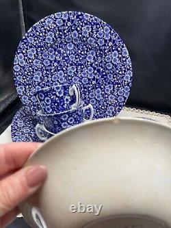 Crownford China Co Staffordshire England Calico Blue Dinnerware 19pc