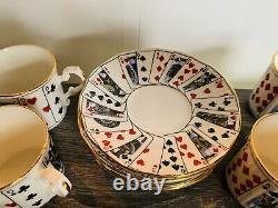 Deck Of Cards Elizabethan Stratfordshire Bone China England Coffee Cups 12 Pc