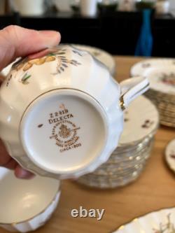 Delecta 12 piece China Set Circa 1800 Made in England Gold Rimmed Hand Painted