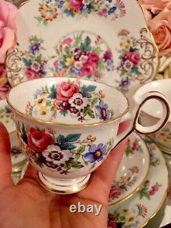 Delphine England Bone China Tea Set Spring Song Tea Cups Trios Pink Roses 21 Ite