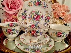 Delphine England Bone China Tea Set Spring Song Tea Cups Trios Pink Roses Floral