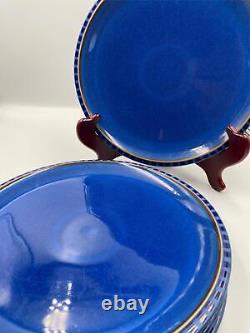 Denby REFLEX Blue China Stoneware England Dinner Plates Set of 4