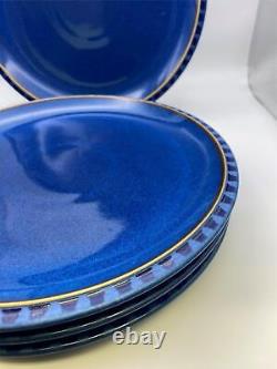 Denby REFLEX Blue China Stoneware England Salad Plates Set of 4