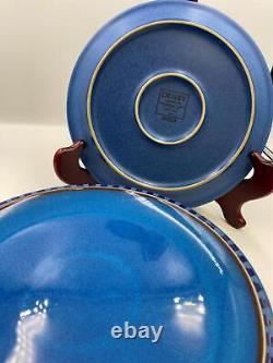 Denby REFLEX Blue China Stoneware England Salad Plates Set of 7