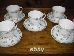Duchess Gold Trim, Shamrock, Footed Cup & Saucer, Fine Bone China England, 8 set