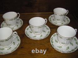 Duchess Gold Trim, Shamrock, Footed Cup & Saucer, Fine Bone China England, 8 set