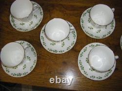 Duchess Gold Trim, Shamrock, Footed Cup & Saucer, Fine Bone China England, 8 set