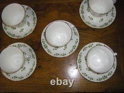 Duchess Gold Trim, Shamrock, Footed Cup & Saucer, Fine Bone China England, 8 set