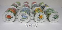 Dunoon China Flowers of the Month Set of 12 Mugs Cups Jane Fern Artist England