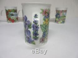 Dunoon China Flowers of the Month Set of 12 Mugs Cups Jane Fern Artist England