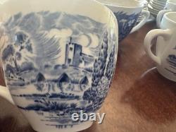 ENOCH WEDGWOOD COUNTRYSIDE BLUE BONE CHINA DINNER SET MADE IN ENGLAND 76Pc