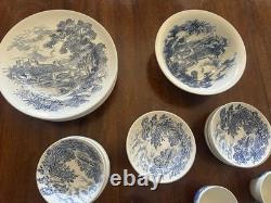 ENOCH WEDGWOOD COUNTRYSIDE BLUE BONE CHINA DINNER SET MADE IN ENGLAND 76Pc