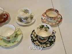 England Bone China Teacup and Saucer Sets Lot (7)