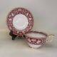 English Country Crown Staffordshire Ellesmere Dark Red/Maroon Tea Cup & Saucer