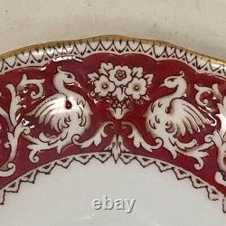 English Country Crown Staffordshire Ellesmere Dark Red/Maroon Tea Cup & Saucer