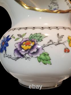 English Tuscan China Tea Cup Set Cake Plates Hand Painted Raised Enamel Florals