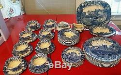 Enoch Woods England 45 Piece Set Blue Castles China Service for 8