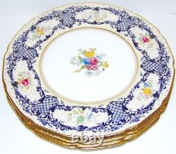 Exquisite Vintage Royal Doulton Cobalt & Gold Bone China Dinner Platesset Of 5