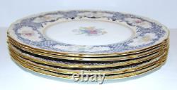 Exquisite Vintage Royal Doulton Cobalt & Gold Bone China Dinner Platesset Of 5