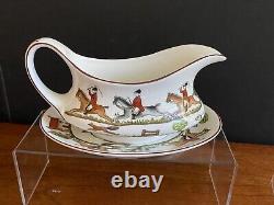 Extensive Hunting Scene dinner set for 12, Crown Staffordshire, England, 94pcs
