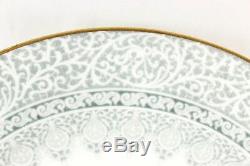 Fab Set 8 Dinner Plates Antique Royal Cauldon England Bone China Gray Gold White