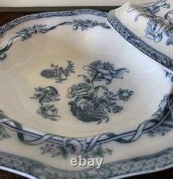 Flow Blue China, Johnson Brothers Tokio Pattern Vintage Late 1800's England Flow