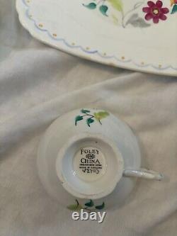 Foley China England 1930s setting for 6 cups, saucers, plates, cake, creamer