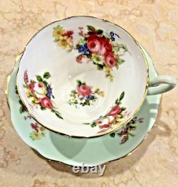 Foley England Bone China Tulip Floral Tea Cup & Saucer Set of 4 Vintage