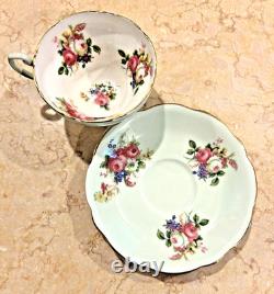 Foley England Bone China Tulip Floral Tea Cup & Saucer Set of 4 Vintage