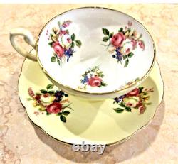 Foley England Bone China Tulip Floral Tea Cup & Saucer Set of 4 Vintage