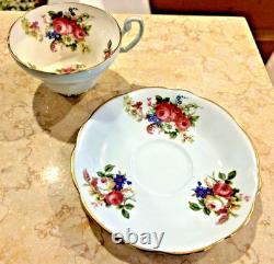 Foley England Bone China Tulip Floral Tea Cup & Saucer Set of 4 Vintage