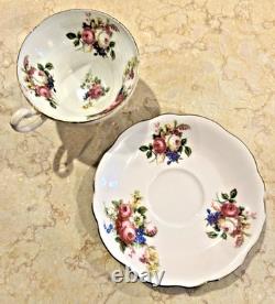 Foley England Bone China Tulip Floral Tea Cup & Saucer Set of 4 Vintage