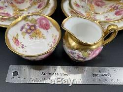 Foley Golden Pink Rose 2726 Tea Set for 4 Creamer Sugar Set Bone China England