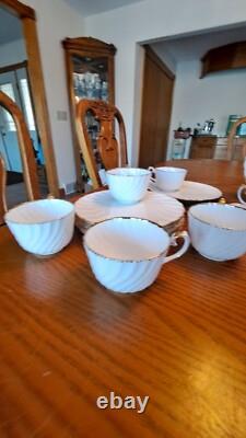 Gladstone Bone China Old Grecian Flute Luncheon 12 Plate & Cups Made In England