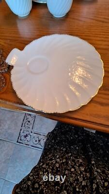 Gladstone Bone China Old Grecian Flute Luncheon 12 Plate & Cups Made In England