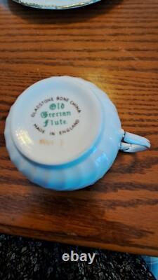 Gladstone Bone China Old Grecian Flute Luncheon 12 Plate & Cups Made In England