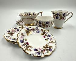 Golden Bramble Royal Stafford England Made Bone China Tea Cup 7 Piece Set