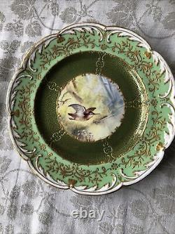 Gorgeous Antique Coalport England Set Of 8 Cabinet Plates w. Hand painted Birds