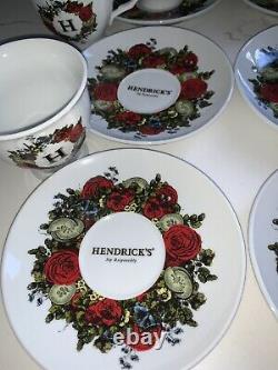 HENDRICK'S GIN TEA SET CUP TEAPOT Barware Cocktail England Bone China EUC Rare