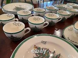 HUGE 88 Piece Vintage Spode Christmas Tree China Dinnerware Serving Set England