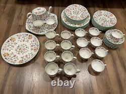 Haddon Hall Minton Bone China B1451 54 Pieces Made In England Signed And Stamped